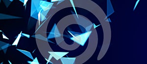 Abstract background with connecting dots and lines. Network connection structure. Plexus effect. 3d Widescreen.