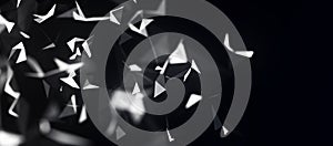 Abstract background with connecting dots and lines. Network connection structure. Plexus effect. 3d Widescreen.