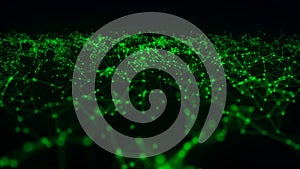 Abstract background with connecting dots and lines. Network connection structure. Plexus effect. 3d Vector illustration.