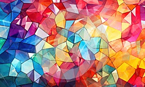 abstract background consisting of multicolored polygons in different sizes.