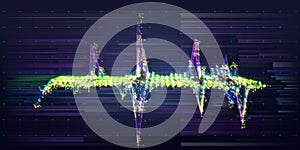 Abstract  background contain glow graph with data blurred lines on dark. Technology 3d wireframe polygonaly concept in virtual