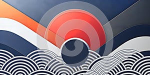 Abstract background. Contemporary geometric shapes in Japanese style in the concept of sun and mountains