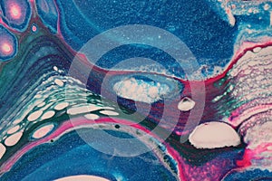 Abstract background in cool colors which conveys the image of friends fighting to swim against the odds.