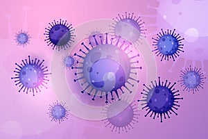 Abstract background with covid 19 coronavirus bodies objects. vector cartoon coronavirus