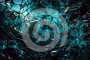 Abstract background of cracked glass texture with vibrant shards and patterns