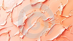 Abstract background of creamy peach-colored cosmetic foundation. Smooth texture with subtle variations in 13-1023 Peach Fuzz color