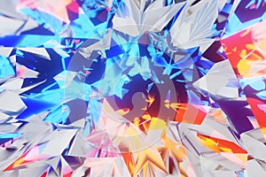 Abstract background of crystal refractions 3D rendering