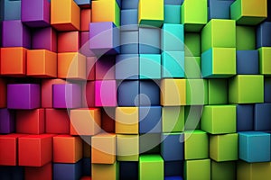 Abstract background of cube blocks wall stacking design