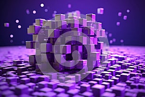 Abstract background with cubes. Different size cubes connecting.