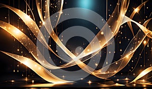 Abstract background with curved lines and glowing lights. 3d illustration