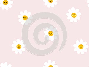 Abstract background with cute daisies. Chamomile floral seamless pattern Vector illustration