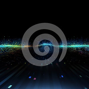 Abstract background of cyber big data flow, blockchain data fields. Digital technology and analytics presentation