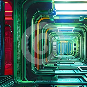 Abstract background in cyberpunk style. Geometric pattern in modern style. The image was created using generative AI