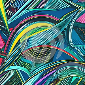 Abstract background in cyberpunk style. Geometric pattern in modern style. The image was created using generative AI