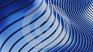 Abstract background, 3d blue color wavy stripes pattern, interesting striped wallpaper