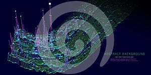 Abstract  background with 3d grid color on black. Technology concept.  Visual presentation on the analysis of data. Big data.