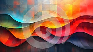 Abstract background 3d multicolored geometric shapes, saturated colors, modern abstract art photo