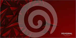 Abstract background with 3d triangles.Luxury of red with gold line modern design photo