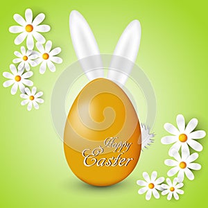 Abstract background with daisies Easter eggs and bunny ears