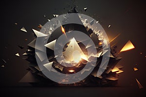 Abstract background with dark triangles and light above Generative AI