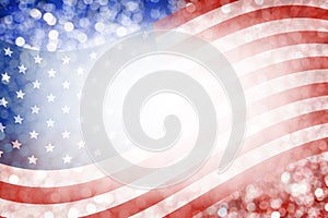 Abstract background design of american flag and bokeh for 4 july