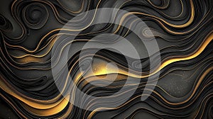 Abstract Black And Gold Marbleized Background Design