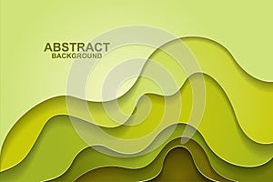 Abstract background design with green paper cut shapes. Paper cut vector illustration for banner