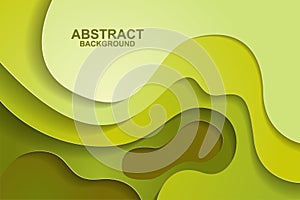 Abstract background design with green paper cut shapes. Paper cut vector illustration for banner