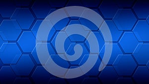A abstract background design of hexagonal grid pattern in a deep blue
