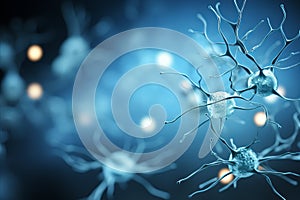 Abstract background with detailed illustration of neuron cells and interconnected neural pathways