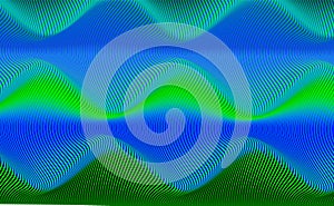 Abstract background of diagonal lines curved in a sinusoid. Long smooth wave in space. Difference thickness volume flow