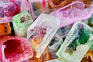 Abstract background with different colored rectangular pieces of ice