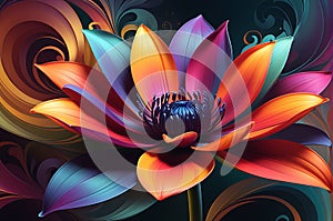 Abstract Background Dominated by Stylized Flower Swirls of Vibrant Colors - Creating the Impression