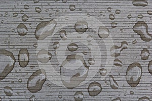 Abstract background drops of rain water on a wooden table