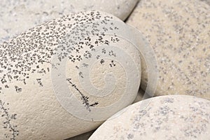 abstract background with dry round gray reeble stones gray close-up pebbles background spa relaxation concept