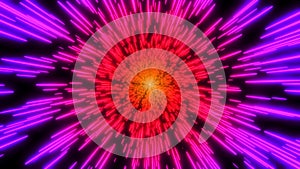 Abstract background dynamic 3d burst lines, neon glow colors on black, cosmic speed concept