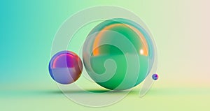 Abstract background with dynamic 3d spheres. falling 3d balls