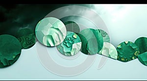 Abstract background with a dynamic design using 3D modeling technique. Multiple overlapping mother-of-pearl