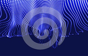 Abstract background with dynamic particles. Circular grid pattern. 3d vector illustration for business, science or technology