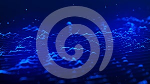 Abstract background with a dynamic wave. Wave of particles. Abstract technology flow background. Big data visualization. 3d