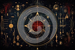 Abstract background with elements of alchemy and occultism