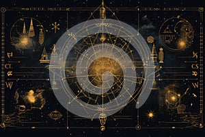 Abstract background with elements of alchemy and occultism photo