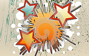 Abstract background of explosion stars in graffity style.