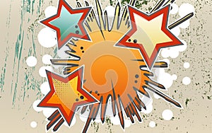 Abstract background of explosion stars in graffity style. photo