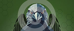 Abstract background. Falcon Lowpoly Leadership concept and foresight in profit management seek to do business in the future. Green