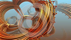 Abstract background, fantastic 3D gold structures