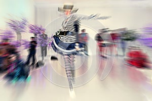Abstract background - fashion model on catwalk - radial zoom blu