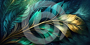 Abstract background with feather pattern, gradients and texture, digital painting