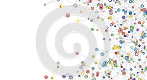 Abstract Network Background - Colorful Geometric Design on White