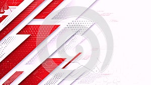 Abstract Red and White Geometric Technology Background
